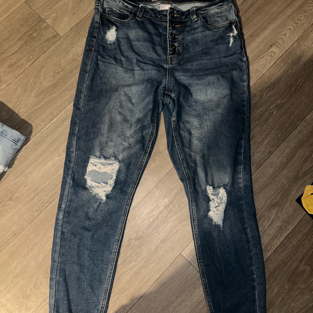 Distressed Blue Jeans